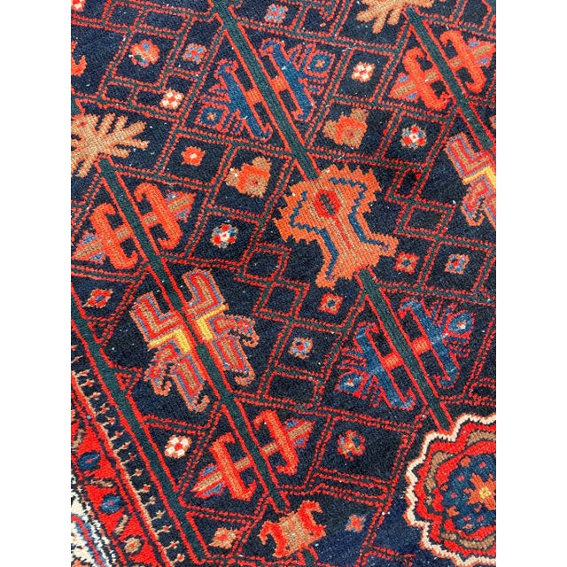 1940-50's Vintage Tribal Afshar Punch, Denim & Dark Mallard Green Rug 3 ...