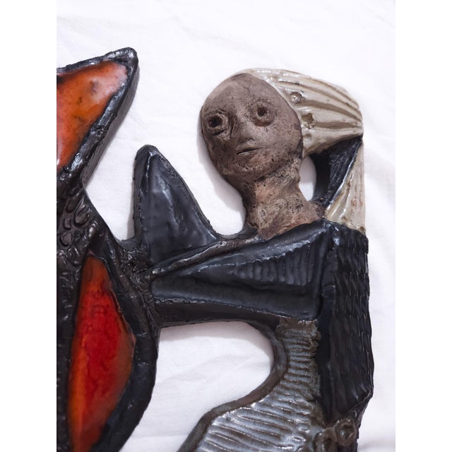 Mid-Century Modern Mid-Century Art Pottery Wall Tile from Elisabeth Vandeweghe, Belgium, 1960s For Sale - Image 3 of 6