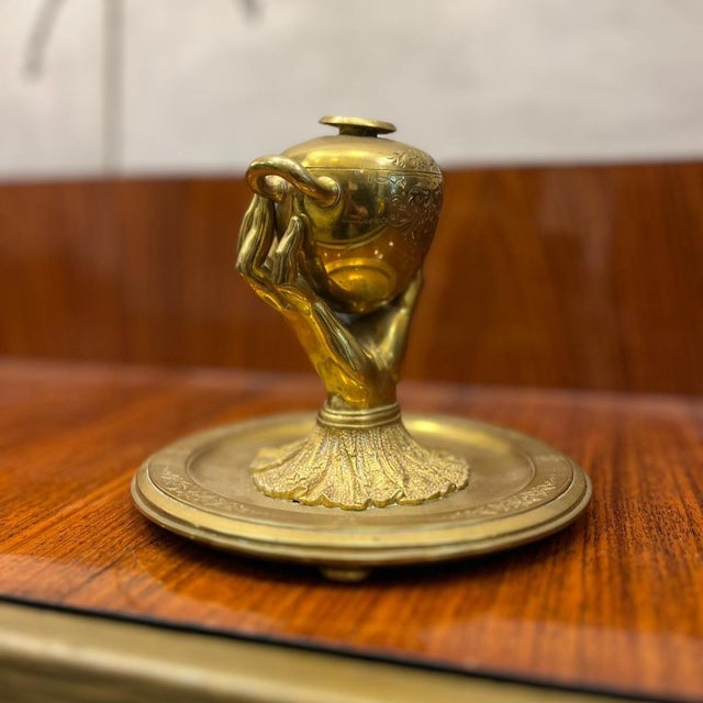 20th Century Inkwell Hand of Glory in Gilt Bronze, France, 1890s For Sale - Image 3 of 14