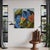 Blue Marc Zimmerman "Jungle Blues" Oil Painting, Blue Figurative Portraits in Tropical Setting, Hibiscus Blooms, Gold Foliage, Contemporary Art West Coast For Sale - Image 8 of 9