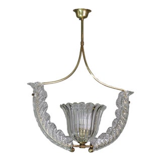 1950s Fascinating Art Deco Pendant Murano Glass Chandelier by Ercole Barovier For Sale