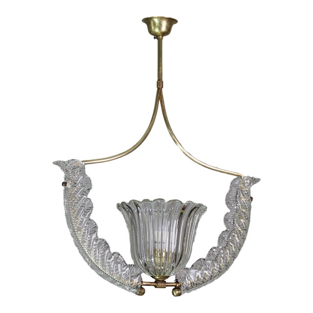 1950s Fascinating Art Deco Pendant Murano Glass Chandelier by Ercole Barovier For Sale