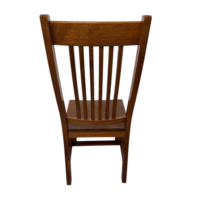 Wood Vintage Stickley Style Mission Oak Dining Chairs - Set of 6 For Sale - Image 7 of 8