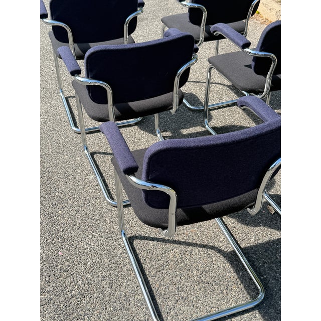 2010s 2019 Marcel Breuer for Knoll Cesca Upholstered Dining Chairs Set of 6 For Sale - Image 5 of 7