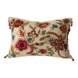 1970s Tapestry Embroidered Lumbar Pillow