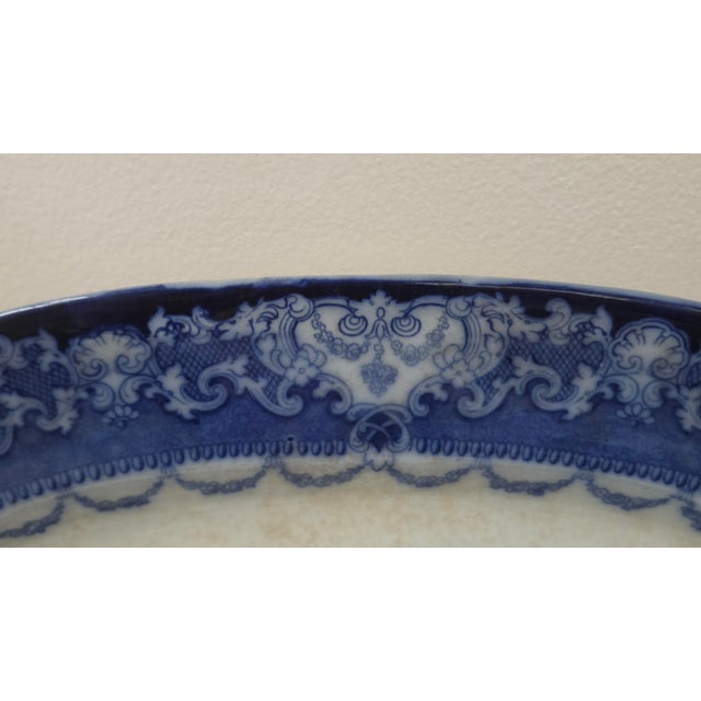 Mid 19th Century Antique Doulton Burslem Watteau Flow Blue Platter, Circa 1890 For Sale - Image 5 of 18