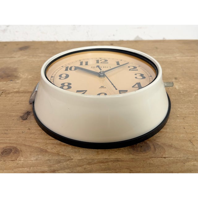 Vintage Beige Ships Wall Clock from Seiko, 1970s For Sale - Image 9 of 18