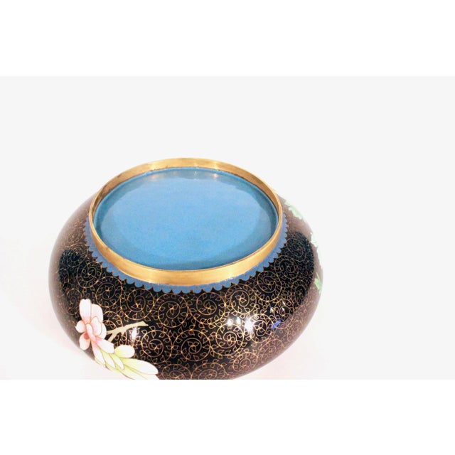 1960s Large Cloisonné Lidded Floral Bowl For Sale - Image 5 of 8
