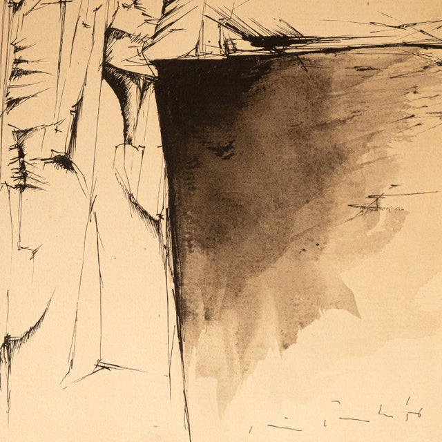 Italian Mid Century Abstract Modernist Ink & Watercolor Painting "Fragmentation" by Gio Pomodo, 1956ro, 1956 For Sale - Image 12 of 13