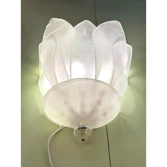 Venetian Sanded Murano Glass Floreal Wall Sconces by Simoeng, Set of 2 For Sale - Image 7 of 9