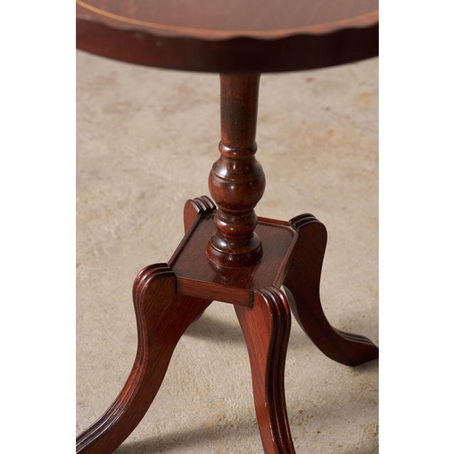 Pair English Mahogany Side Tables With Scalloped Lip (C. 1930) For Sale - Image 10 of 11