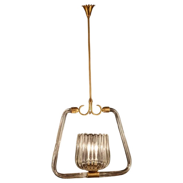 Art Deco Murano Grass Lantern, 1940 For Sale