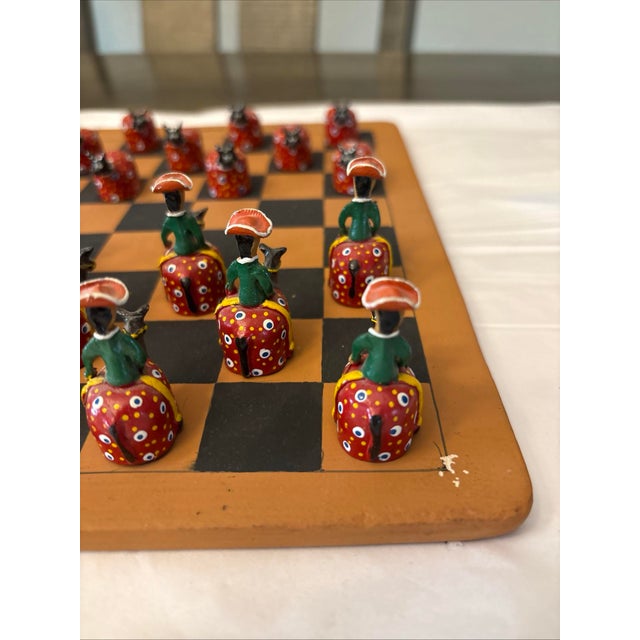 Terra Cotta Vintage Brazilian Handmade Checkers Set Made by Vitalino Neto For Sale - Image 8 of 12