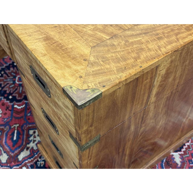 Indian Marine Flat-Top Desk in Mahogany, 1980s For Sale - Image 12 of 18