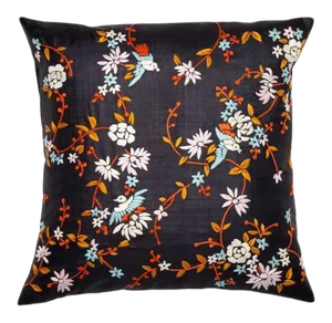 Chinese Garden Black & Multi Pillow Case, 20" x 20"