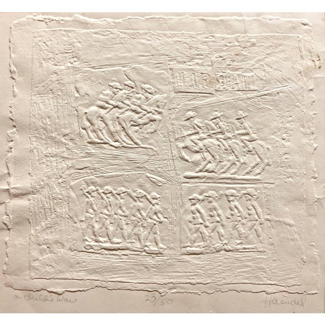 William Haendel, Bill Haendel Americana 'A Child's War' Cast Paper Relief Sculpture, 1975 For Sale - Image 4 of 9