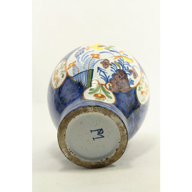 Circa 1764 Delft Vase Blue With Flowers, Marked De Romeyn Petrus Van Meerum For Sale - Image 16 of 18