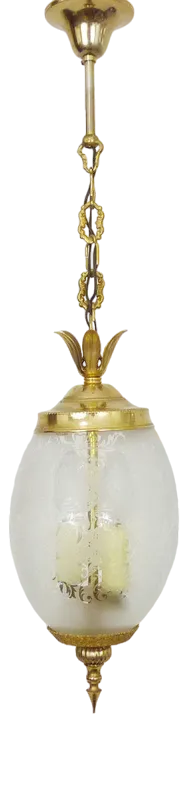 Suspension in Brass and Engraved Glass Globe, 1960s