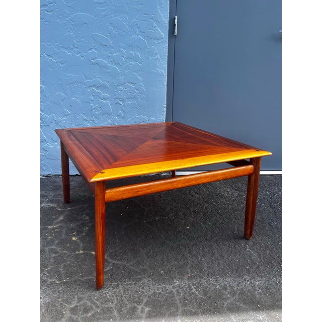 Brown Mid Century Modern Coffee Table With Butterfly Joint | ‘Parallel’ Collection by Barney Flagg for Drexel Furniture For Sale - Image 8 of 12