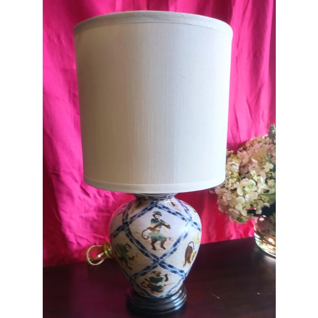 Traditional Vintage Regency Whimsical Dancing Monkey Regency Small Table Lamp For Sale - Image 3 of 7