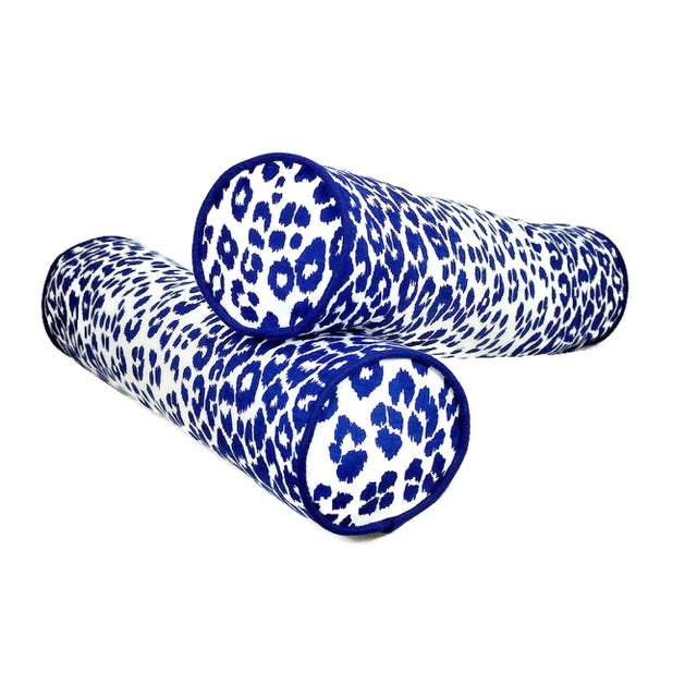 Leopard Linen Schumacher Bolster Pillow Cover For Sale - Image 12 of 12