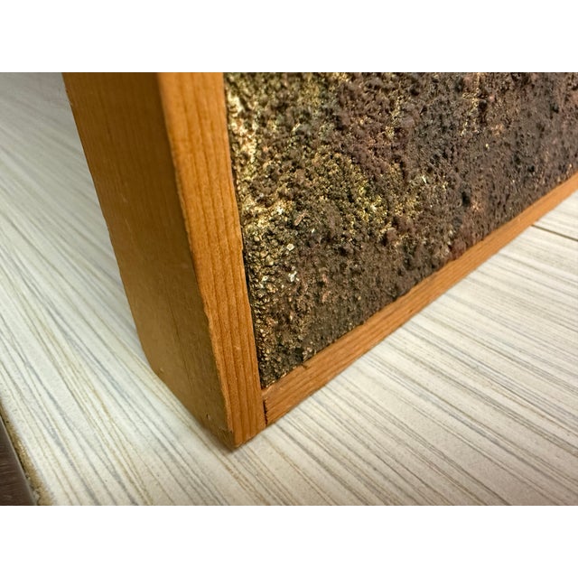 Brutalist Textured Mid Century Bull Art Framed in Walnut For Sale - Image 10 of 11