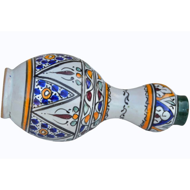 Green Mid 20th Century Handcrafted Colorful Andalusian-Patterned Ceramic-Art Vase For Sale - Image 8 of 9