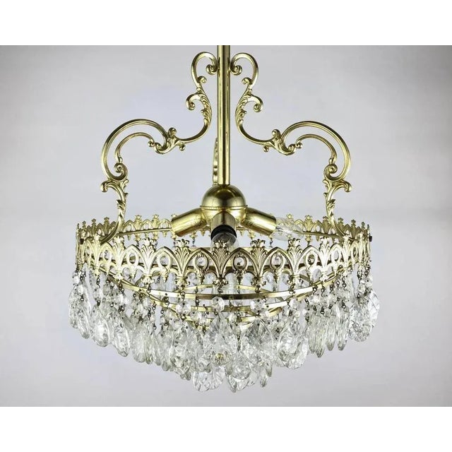 Glass and Gilt Brass Chandelier 1970s Chairish