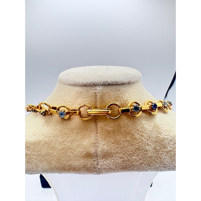 Vintage Alexis Kirk Style Faceted Blue Sunburst Necklace W/ Original Chain Set For Sale - Image 15 of 17