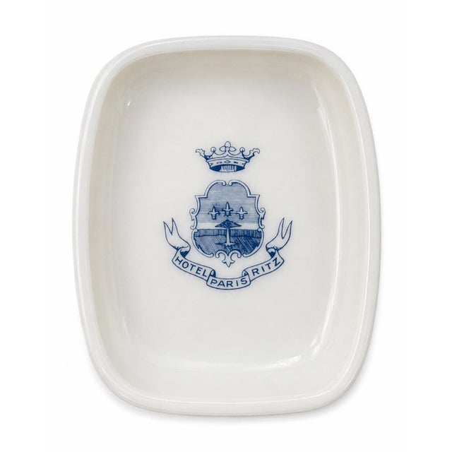 Mid 20th Century Vintage Hotel Ritz Paris Ashtray Trinket Soap Dish White Milk Glass For Sale - Image 5 of 10