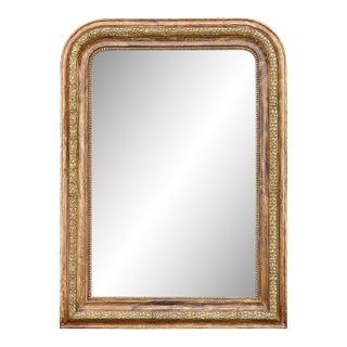 French Louis-Philippe Gilded Mirror with Beaded Trim, circa 1900 For Sale