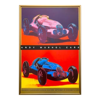 Andy Warhol Estate Vintage 1988 Pop Art Lithograph Print Framed Exhibition Poster " Mercedes-Benz W125 Grand Prix Car 1937 " 1986 For Sale