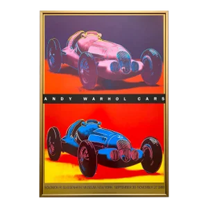 Andy Warhol Estate Vintage 1988 Pop Art Lithograph Print Framed Exhibition Poster " Mercedes-Benz W125 Grand Prix Car 1937 " 1986