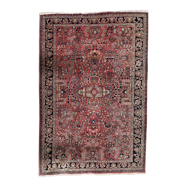 Vintage Persian Hamadan Handmade Rug 3.3' X 4.11' 1950s For Sale