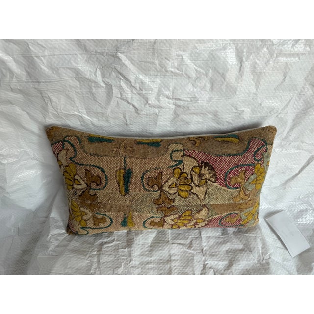 Baroque 17th Century Italian Florentine Wool & Silk Botanical Tapestry Pillow For Sale - Image 3 of 7
