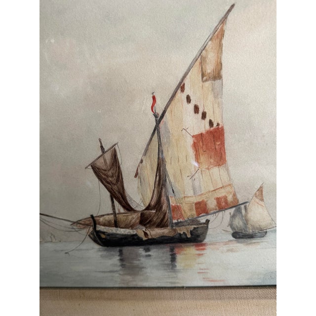 Late 19th Century Antique Watercolor Seascape by Maybelle Bayley Copp; Signed Late 1800s Painting For Sale - Image 5 of 12