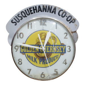 Mid-Century Illuminated "Golden Guernsey Milk Products" Advertising Wall Clock c.1950