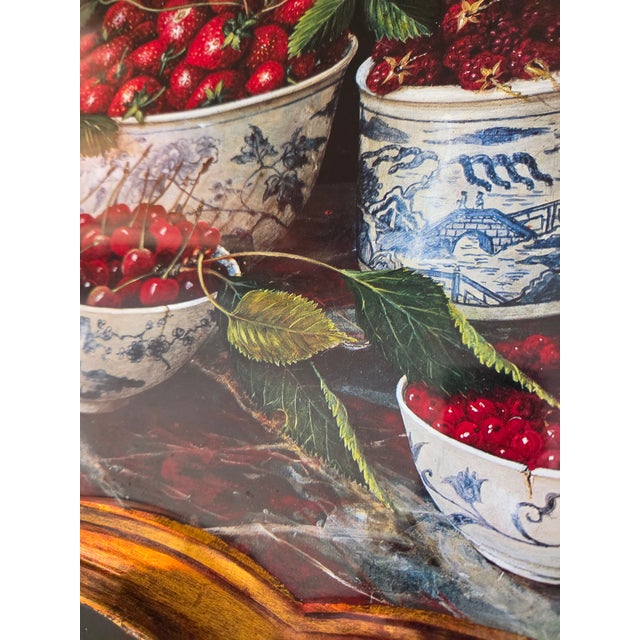 Late 20th Century Stephanie Hoppen for Keller Charles Picture Archive Still Life Tray Berries in Blue and While Bowls, England For Sale - Image 5 of 13