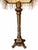 Metal Ornate Gold-Tone Barley-Twist Buffet Lamp With Fringed Shade For Sale - Image 7 of 11
