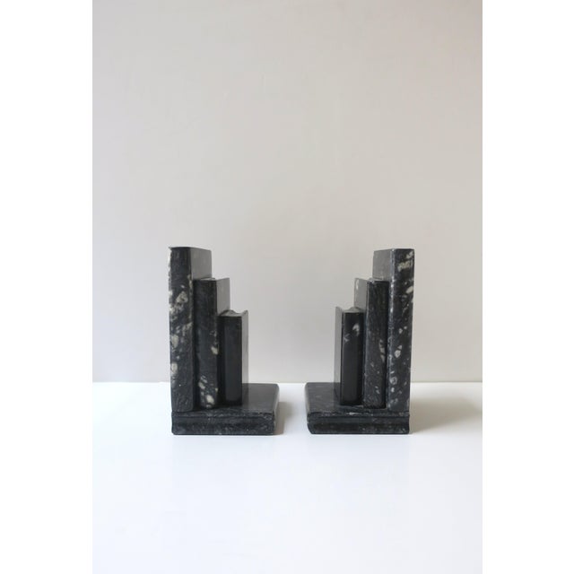 Black Italian Black White Marble 'Book' Bookends, Pair For Sale - Image 8 of 13