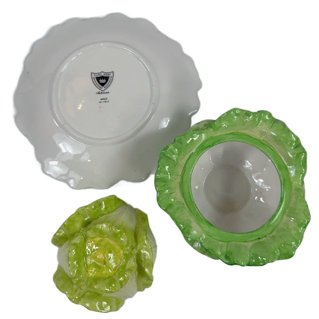 Late 20th Century Vintage Mottahedeh Italian Cabbage Ware Small Tureen For Sale - Image 5 of 6
