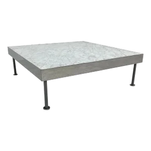 Contemporary Carrara Marble and Polished Steel Low Coffee Table, 1980s