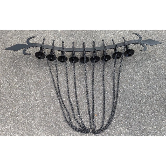 Hand Forged Wrought Iron 9 Light Wall Sconce Gothic Candelabra Spanish Revival For Sale - Image 11 of 17