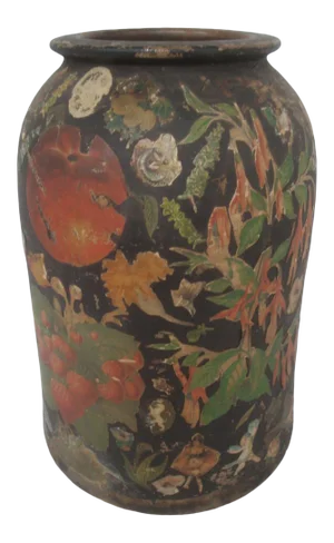 Folk Art Victorian Decoupage Earthenware Jug