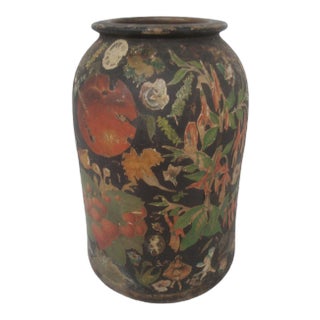 Scrap Decoupage Earthenware Jug Victorian Folk Art For Sale