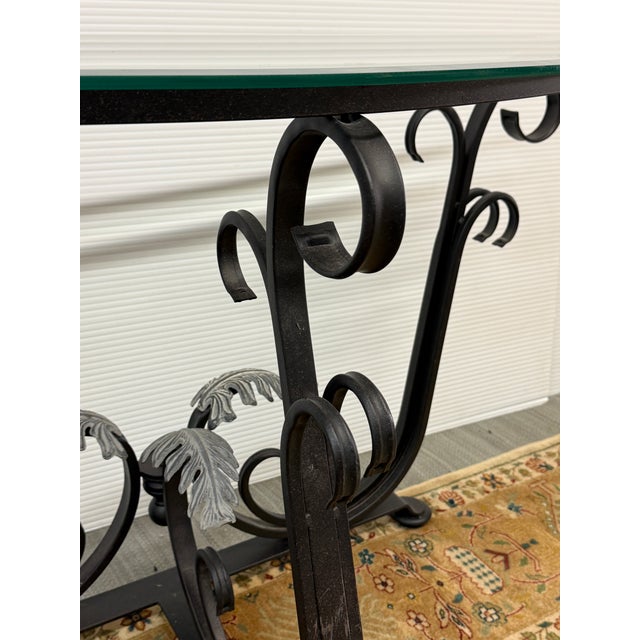 In the Style of Tommy Bahama Wrought Iron Console Table For Sale - Image 9 of 11