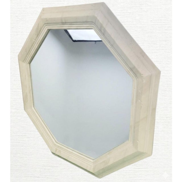 Vintage Huge Plaster Stone Like Octagonal Post Modern Organic Wall Mirror For Sale - Image 9 of 13