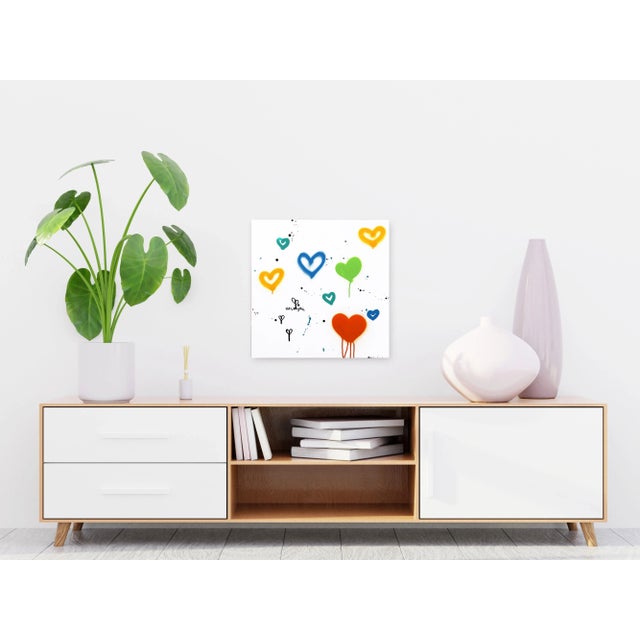 White Playful Graffiti Painting Street Art "Golden Hearts" Original Artwork by Amber Goldhammer For Sale - Image 8 of 10