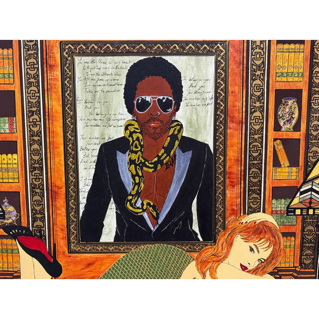 Orange Contemporary Painting of a Female Nude with Lenny Kravitz For Sale - Image 8 of 15