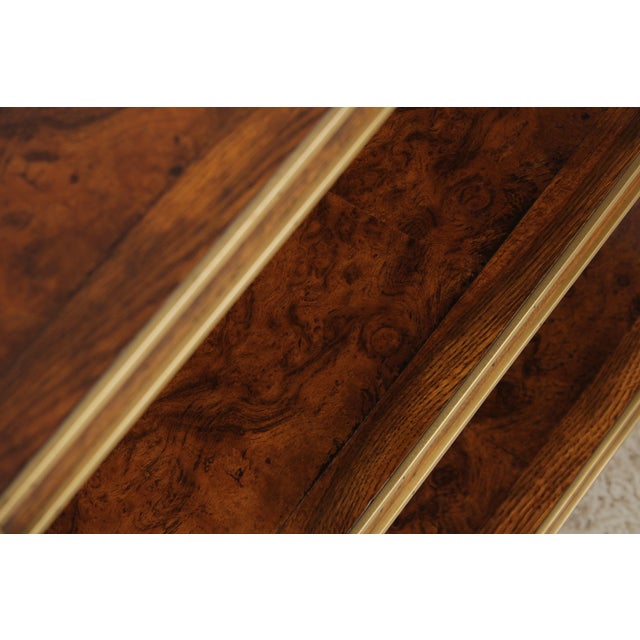 Wood Henredon Burl Walnut 3 Tier Rolling Side Table Cart For Sale - Image 7 of 14